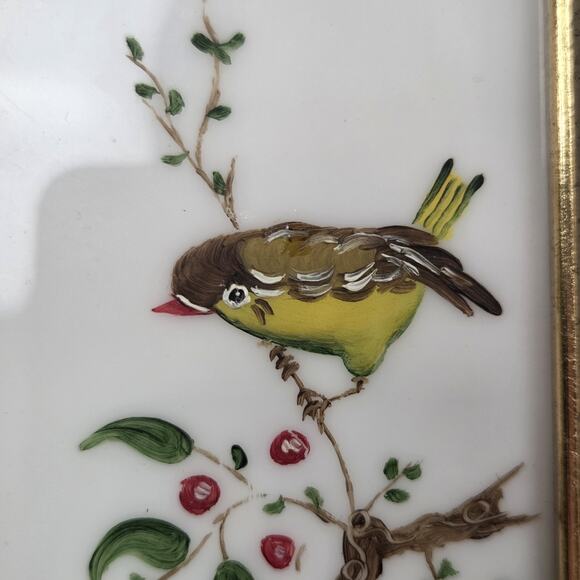 Vintage Verilyn Gallery Hand Painted Spain Spanish Painting Birds Cherry Tree - Picture 4 of 9